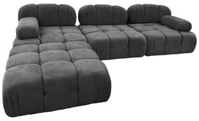 Kαναπές τριθέσιος με σκαμπό Hypnotic I ύφασμα με μαξιλάρια σε γκρι απόχρωση 294x98x76εκ 294x196x76 εκ.