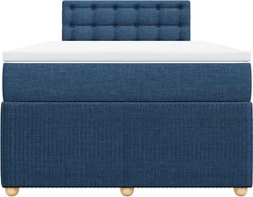 vidaXL Κρεβάτι Boxspring με Στρώμα Μπλε 120x200 εκ. Υφασμάτινο