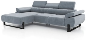 Γωνιακός καναπές VERICA mini, με ηλεκτρικά επεκτεινόμενα κάθισματα, γαλάζιο ανοιχτό βελουτέ 293x96x176cm-Αριστερή γωνία-BOG6722