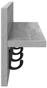 vidaXL Τοίχου Κρεμάστρα με ράφι Γκρι sonoma 60 x 10.5 x 18 εκ