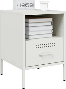 vidaXL Κομοδίνο Λευκό 36x39x50,5 εκ. από Χάλυβα