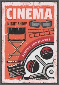 Εικονογράφηση Cinema night movie, film reel, 3d glasses, seamartini
