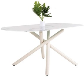 Τραπέζι Τραπεζαρίας Prentis HM9770.01 180x90x76cm 12mm White Metal, Ceramic
