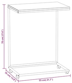 Βοηθητικό Τραπέζι με Ρόδες Μαύρο 55 x 35 x 70 εκ. Επεξ. Ξύλο - Μαύρο