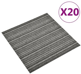 vidaXL Μοκέτα Πλακάκι 20 τεμ. Ανθρακί Ριγέ 5 μ² 50x50 εκ.