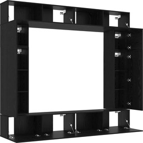 vidaXL Σετ επίπλου τηλεόρασης 8 pcs Μαύρη Οξυά Επεξεργασμένο ξύλο