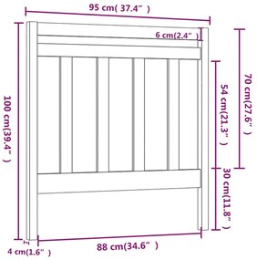 vidaXL Κεφαλάρι Κρεβατιού Μελί 95x4x100 εκ. από Μασίφ Ξύλο Πεύκου