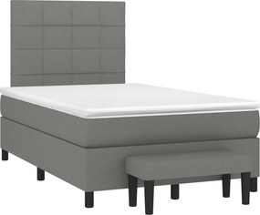 vidaXL Κρεβάτι Boxspring με Στρώμα Σκούρο Γκρι 120x200 εκ. Υφασμάτινο