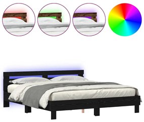 vidaXL Σκελετός Κρεβατιού Μαύρη δρυς 200 x 200 cm Επεξεργασμένο ξύλο