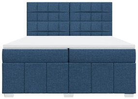 Κρεβάτι Boxspring με Στρώμα Μπλε 200x200 εκ. Υφασμάτινο - Μπλε