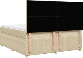 vidaXL Κρεβάτι Boxspring με Στρώμα Κρεμ 200x200 εκ. Υφασμάτινο