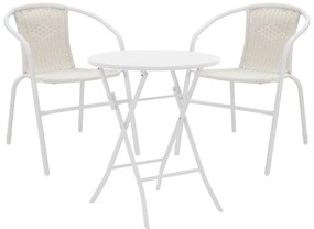 Σετ κήπου Τραπεζαρία Albero - Obbi σετ 3 τεμ. πτυσσόμενο μέταλλο λευκό Φ60x70 εκ. 60x60x70 εκ.