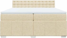 vidaXL Κρεβάτι Boxspring με Στρώμα Κρεμ 200x200 εκ. Υφασμάτινο