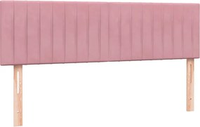 vidaXL Κρεβάτι Boxspring με Στρώμα &amp; LED Ροζ 140x210 εκ. Βελούδινο
