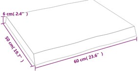 Επιφ Τραπεζιού Αν Καφέ 60x50x(2-6)εκ. Ακατέργ. Μασίφ Ξύλο Δρυός - Καφέ