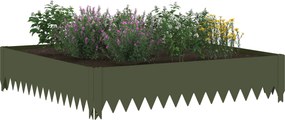 vidaXL Περίγραμμα γκαζόν 4 τμχ. 100 x 100 x 20 cm Ατσάλι Λαδί
