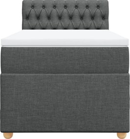 vidaXL Κρεβάτι Boxspring με Στρώμα Σκούρο Γκρι 90x200 εκ. Υφασμάτινο