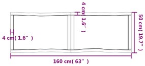 Επιφ Τραπεζιού Αν Καφέ 160x50x(2-4)εκ.Ακατέργ. Μασίφ Ξύλο Δρυός - Καφέ