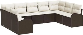 vidaXL Σετ Καναπέ με μαξιλάρι 9 pcs Καφέ Πολυ Ρατάν