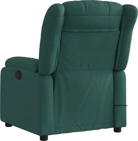 vidaXL Πολυθρόνα Μασάζ Ανακλινόμενη Σκούρο Πράσινο Υφασμάτινη