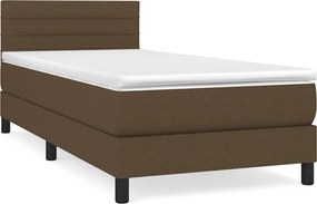 vidaXL Κρεβάτι Boxspring με Στρώμα Σκούρο Καφέ 80x200 εκ. Υφασμάτινο