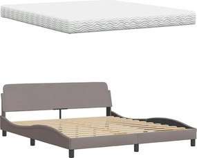 vidaXL Κρεβάτι με Στρώμα Taupe 180x200 εκ. Υφασμάτινο