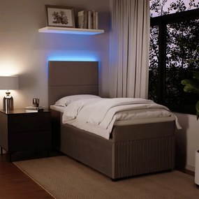 vidaXL Κρεβάτι Boxspring με Στρώμα Ανοιχτό Γκρι 100x200 εκ. Βελούδινο