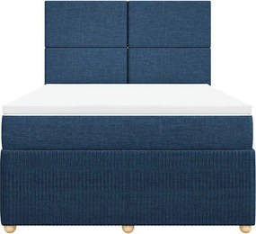 vidaXL Κρεβάτι Boxspring με Στρώμα Μπλε 140x200 εκ. Υφασμάτινο