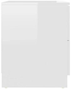 vidaXL Κομοδίνα 2 τεμ. Γυαλ. Λευκό 40 x 40 x 50 εκ. από Επεξεργ. Ξύλο