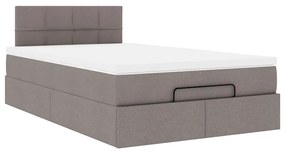 vidaXL Οθωμανικό κρεβάτι με στρώμα Taupe 120x190 cm Ύφασμα