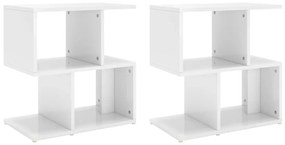 vidaXL Κομοδίνα 2 τεμ. Γυαλιστερό Λευκό 50x30x51,5 εκ. από Επεξ. Ξύλο