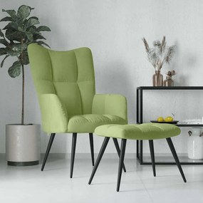 vidaXL Πολυθρόνα Relax Ανοιχτό Πράσινο Βελούδινη με Σκαμπό