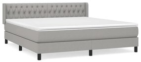 Κρεβάτι Boxspring με Στρώμα Ανοιχτό Γκρι 180x200 εκ. Υφασμάτινο - Γκρι