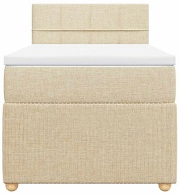 vidaXL Κρεβάτι Boxspring με Στρώμα Κρεμ 90x200 εκ.Υφασμάτινο