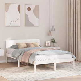 vidaXL Κρεβάτι  με Σκεπή Λευκό 120x200 εκ από Μασίφ Ξύλο Πεύκου