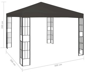 Κιόσκι με Φωτάκια LED Ανθρακί 3 x 3 μ. - Ανθρακί