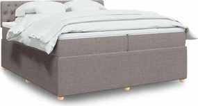 vidaXL Κρεβάτι Boxspring με Στρώμα Taupe 200x200 εκ. Υφασμάτινο