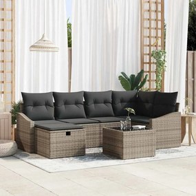 vidaXL Σετ Καναπέ Κήπου 7 pcs Γκρι Πολυ rattan, βαμμένο ατσάλι