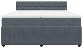vidaXL Κρεβάτι Boxspring με Στρώμα Σκούρο Γκρι 200x200 εκ. Βελούδινο