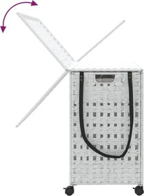 vidaXL Καλάθι Άπλυτων με Τροχούς Λευκό 66x35x60 εκ. από Ρατάν
