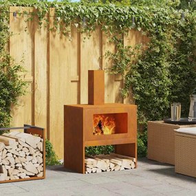 vidaXL Φωτιά Καφέ 60 x 40 x 96 εκ. Ατσάλι σκληρυθέν στον αέρα