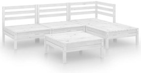 vidaXL Σαλόνι Κήπου Σετ 5 Τεμαχίων Λευκό από Μασίφ Ξύλο Πεύκου