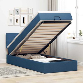 vidaXL Οθωμανικό κρεβάτι με στρώμα μπλε 90x200cm ύφασμα