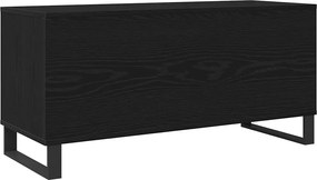 vidaXL Ντουλάπι δίσκων βινυλίου με ράφι Μαύρη Οξυά 100 x 38 x 48 εκ.