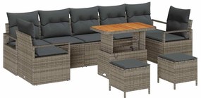 vidaXL Σετ Καναπέ Κήπου με αποθήκευση 10 pcs Γκρι Πολυ ράταν