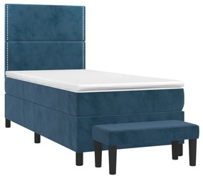 vidaXL Κρεβάτι Boxspring με Στρώμα Σκούρο Μπλε 80 x 200 εκ. Βελούδινο