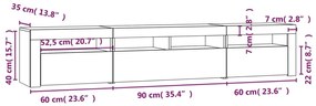 Έπιπλο Τηλεόρασης με LED Γυαλιστερό Λευκό 210x35x40 εκ. - Λευκό