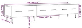 Έπιπλο Τηλεόρασης Γκρι Sonoma 150 x 36 x 30 εκ. Επεξεργ. Ξύλο - Γκρι