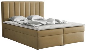 Κρεβάτι continental Pomona 116, Διπλό, Continental, Ανοιχτό καφέ, 160x200, Ταπισερί, Τάβλες για Κρεβάτι, 160x215x115cm, 162 kg, Στρώμα: Ναι