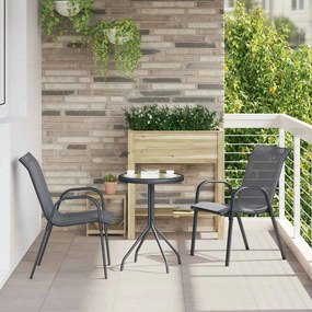vidaXL Σετ Μπιστρό Κήπου 3 pcs Γκρι Ατσάλι